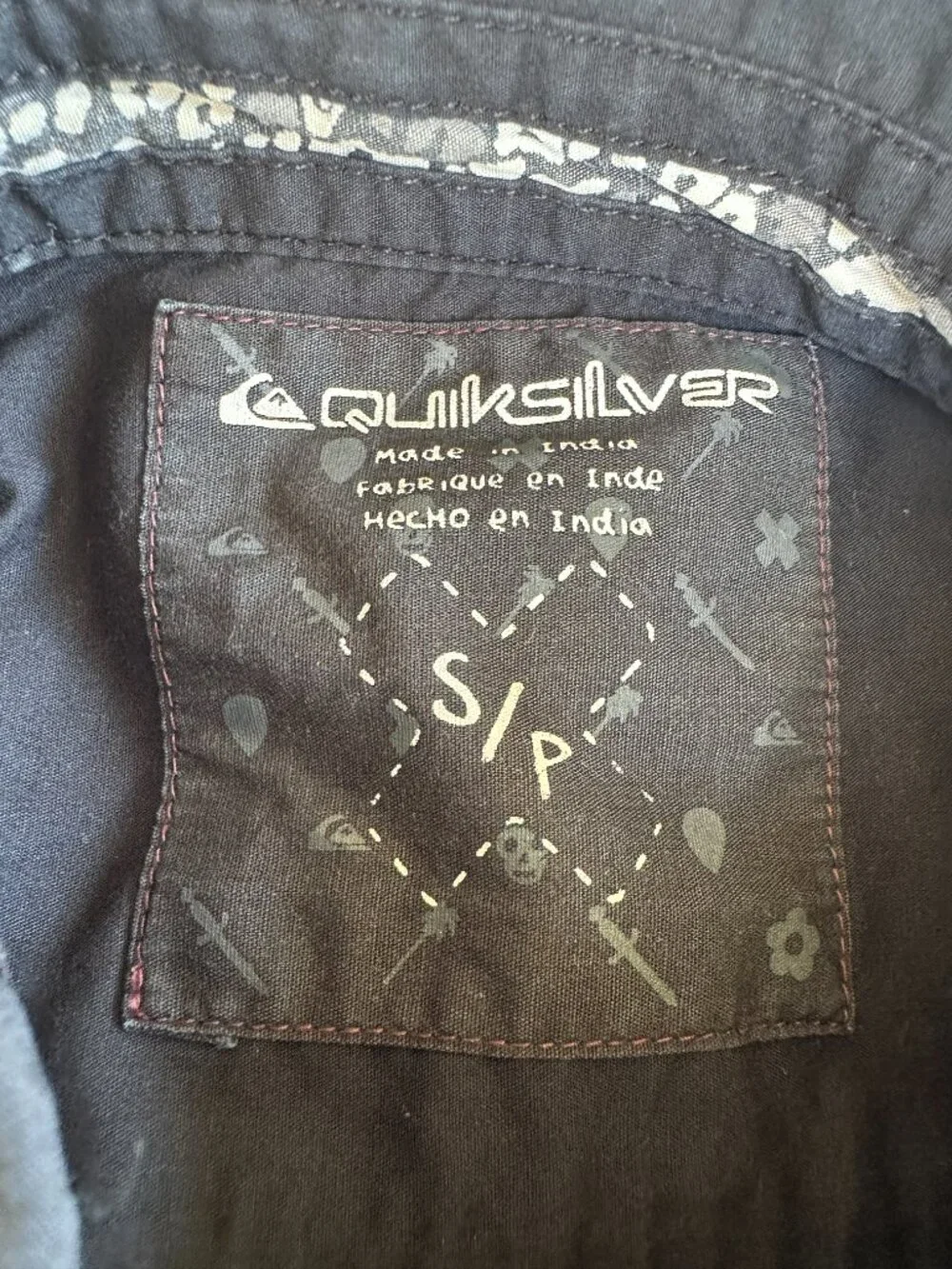 Quicksilver Men's Black SS Button Front Shirt Size Small Cotton
